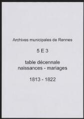 390 vues  - Tables décennales des naissances et des mariages (1813-1822). (ouvre la visionneuse)