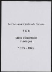 143 vues  - Table décennale des mariages (1833-1842). (ouvre la visionneuse)