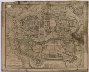 1 vue  - Plan en noir et blanc de la ville, levé par F. FORESTIER après l\'incendie du 22 décembre 1720. (ouvre la visionneuse)