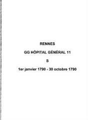 11 vues  - Hôpital général, sépultures (01/01/1790 - 30/10/1790). (ouvre la visionneuse)