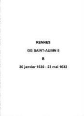 48 vues  - Paroisse Saint-Aubin, baptêmes (30/01/1630 - 23/05/1632). (ouvre la visionneuse)