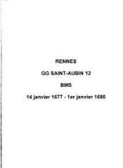 122 vues  - Paroisse Saint-Aubin, baptêmes, mariages et sépultures (14/01/1677 - 01/01/1680). (ouvre la visionneuse)