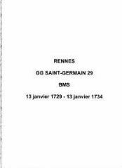 468 vues  - Paroisse Saint-Germain, baptêmes, mariages, sépultures (13/01/1729 - 13/01/1734). (ouvre la visionneuse)