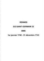 446 vues  - Paroisse Saint-Germain, baptêmes, mariages, sépultures (01/01/1740 - 31/12/1743). (ouvre la visionneuse)