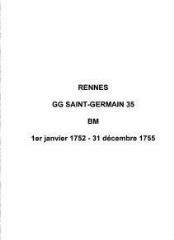 281 vues  - Paroisse Saint-Germain, baptêmes, mariages (01/01/1752 - 31/12/1755). (ouvre la visionneuse)