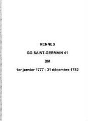 407 vues  - Paroisse Saint-Germain, baptêmes, mariages (01/01/1777 - 31/12/1782). (ouvre la visionneuse)