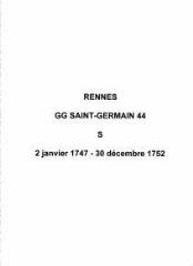 173 vues  - Paroisse Saint-Germain, sépultures (02/01/1747 - 30/12/1752). (ouvre la visionneuse)
