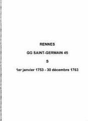 310 vues  - Paroisse Saint-Germain, sépultures (01/01/1753 - 30/12/1763). (ouvre la visionneuse)