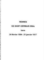 125 vues  - Paroisse Saint-Germain, bans de mariages (24/02/1594 - 21/01/1617). (ouvre la visionneuse)