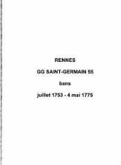163 vues  - Paroisse Saint-Germain, bans de mariages (07/1753 - 04/05/1775). (ouvre la visionneuse)