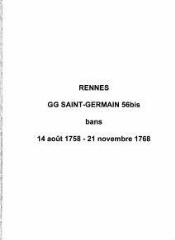 205 vues  - Paroisse Saint-Germain, bans de mariages (14/08/1758 - 21/11/1768). (ouvre la visionneuse)
