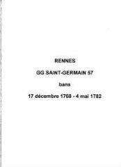 201 vues  - Paroisse Saint-Germain, bans de mariages (17/12/1768 - 04/05/1782). (ouvre la visionneuse)