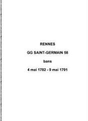 118 vues  - Paroisse Saint-Germain, bans de mariages (04/05/1782 - 09/05/1791). (ouvre la visionneuse)