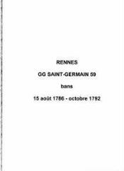110 vues  - Paroisse Saint-Germain, bans de mariages (15/08/1786 - 10/1792). (ouvre la visionneuse)