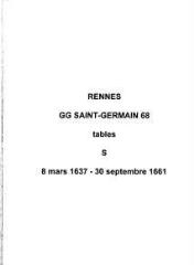 193 vues  - Paroisse Saint-Germain, table de sépultures (08/03/1663 - 30/09/1661). (ouvre la visionneuse)