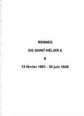 46 vues  - Paroisse Saint-Hélier, sépultures (13/02/1601 - 30/06/1648). (ouvre la visionneuse)
