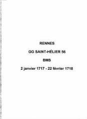 22 vues  - Paroisse Saint-Hélier, baptêmes, mariages et sépultures (02/01/1717 - 22/02/1718). (ouvre la visionneuse)