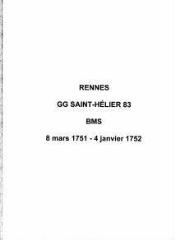 27 vues  - Paroisse Saint-Hélier, baptêmes, mariages et sépultures (08/03/1751 - 04/01/1752). (ouvre la visionneuse)
