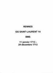 12 vues  - Paroisse Saint-Laurent, baptêmes, mariages et sépultures (11/01/1713 - 24/12/1713). (ouvre la visionneuse)