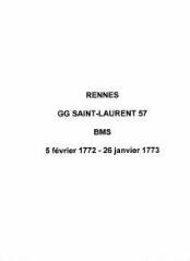 9 vues  - Paroisse Saint-Laurent, baptêmes, mariages et sépultures (05/02/1772 - 26/01/1773). (ouvre la visionneuse)