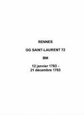 12 vues  - Paroisse Saint-Laurent, baptêmes et mariages (12/01/1783 - 21/12/1783). (ouvre la visionneuse)