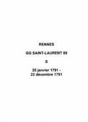 8 vues  - Paroisse Saint-Laurent, sépultures (25/01/1791 - 22/12/1791). (ouvre la visionneuse)