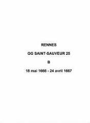 46 vues  - Paroisse Saint-Sauveur, baptêmes (18/05/1666 - 24/04/1667). (ouvre la visionneuse)