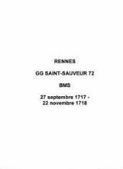 54 vues  - Paroisse Saint-Sauveur, baptêmes, mariages et sépultures (27/09/1717 - 22/11/1718). (ouvre la visionneuse)