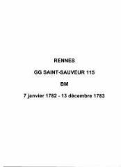 27 vues  - Paroisse Saint-Sauveur, baptêmes et mariages (07/01/1782 - 13/12/1783). (ouvre la visionneuse)