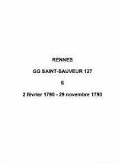 5 vues  - Paroisse Saint-Sauveur, sépultures (02/02/1790 - 29/11/1790). (ouvre la visionneuse)