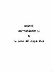 188 vues  - Paroisse Toussaints, baptêmes (01/07/1641 - 25/06/1645). (ouvre la visionneuse)