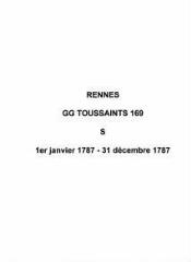 26 vues  - Paroisse Toussaints, sépultures (01/01/1787 - 31/12/1787). (ouvre la visionneuse)