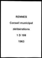 490 vues - Délibérations du conseil municipal (1963). (ouvre la visionneuse)