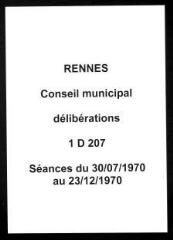 639 vues - Délibérations du conseil municipal (juillet - décembre 1970). (ouvre la visionneuse)