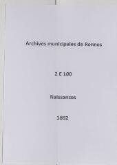 302 vues  - Registre des naissances (1892). (ouvre la visionneuse)