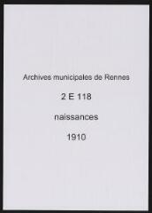 279 vues  dont 1 indexée - Registre des naissances (1910). (ouvre la visionneuse)