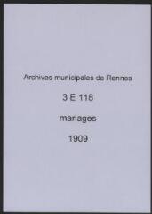 373 vues  - Registre des mariages (1909). (ouvre la visionneuse)