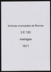 388 vues  - Registre des mariages (1911). (ouvre la visionneuse)