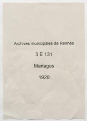 411 vues  - Registre des mariages (1920). (ouvre la visionneuse)