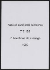 262 vues  - Registre des publications de mariage (1909) (ouvre la visionneuse)