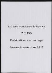 202 vues  - Registre des publications de mariage (janv. à nov.1917) (ouvre la visionneuse)
