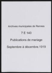 182 vues  - Registre des publications de mariage (septembre - déc. 1919) (ouvre la visionneuse)