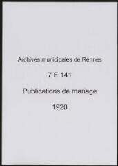 302 vues  - Registre des publications de mariage (1920) (ouvre la visionneuse)