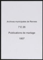 52 vues  - Registre des publications de mariage (1807) (ouvre la visionneuse)