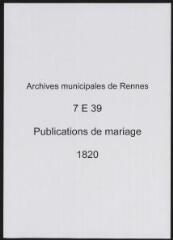 50 vues  - Registre des publications de mariage (1820) (ouvre la visionneuse)