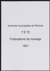 76 vues  - Registre des publications de mariage (1851) (ouvre la visionneuse)