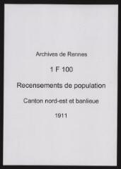 317 vues - Recensement de 1911 : liste nominative (canton nord-est : ville et banlieue). (ouvre la visionneuse)