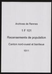 375 vues - Recensement de 1911 : liste nominative (canton nord-ouest : ville et banlieue). (ouvre la visionneuse)
