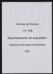 389 vues - Recensement de 1921 : liste nominative (canton nord-ouest : ville et banlieue). (ouvre la visionneuse)