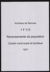 434 vues - Recensement de 1931 : liste nominative (canton nord-ouest : ville et banlieue). (ouvre la visionneuse)